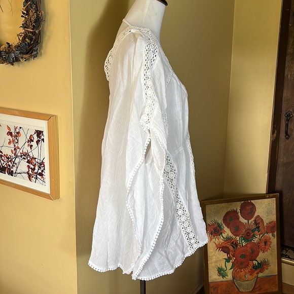 BLUE ISLAND Size XL Swim Coverup Ethereal Embroidered V-Neck Gauzy Lightwgt NEW - Picture 4 of 16